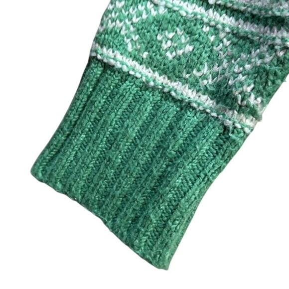 American Eagle AE Fair Isle Snowdrift Crewneck Sweater Green White Size Medium M - Picture 5 of 10